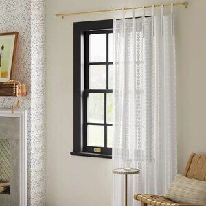 Threshold Light Filtering White Boho Diamond Clip Single Curtain Panel 54" x 84"